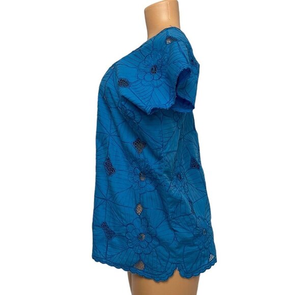 Mexican Blue Knit Embroidered Shirt Blouse Top with Camisole 2 Piece Set Size M - Picture 3 of 16